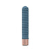 Blue ribbed mini vibrator with rose gold base, compact and sleek design made from body-safe silicone.