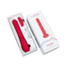 Red Gravity Thrusting Dildo with suction cup in white packaging box with product image and branding.