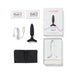Lovense Hush 2 black silicone butt plug with USB charging cable, user manuals, storage pouch, and packaging box.