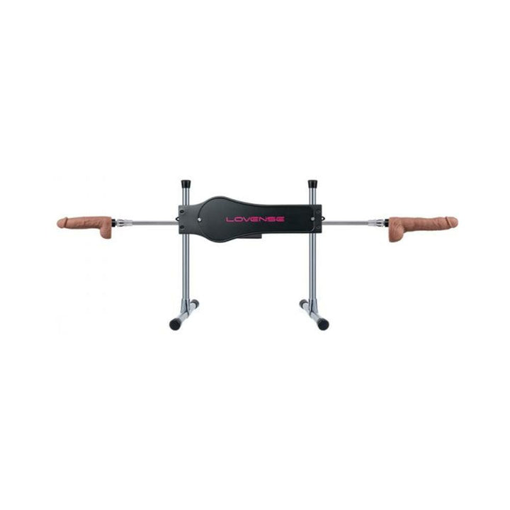 Lovense Sex Machine with adjustable metal frame and dual silicone attachments on each end for customizable use.