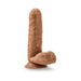 Realistic mocha-colored dildo with suction cup base, detailed texture, and lifelike design for hands-free use.