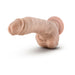 Beige realistic vibrating dildo with suction cup base on white background.