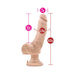 Beige realistic vibrating dildo with suction cup base showing dimensions and insertable length markings.