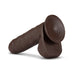Chocolate-colored realistic textured adult toy with suction cup base and natural skin details.