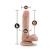 Vanilla-colored realistic dildo with suction cup base, 6-inch length and 1.4-inch width, detailed texture and lifelike design.