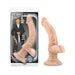 Beige realistic vibrating dildo with suction cup base shown next to its Loverboy The Boss Man packaging.