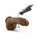 Mocha-colored 9-inch realistic vibrating dildo with remote control and AA batteries shown on white background.