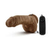 Mocha-colored 9-inch realistic vibrating dildo with remote control and suction cup base.