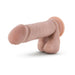 Beige realistic dildo with suction cup base and textured shaft, designed for hands-free and harness use.