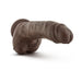 Realistic chocolate-colored dildo with detailed texture and suction cup base, designed for versatile use.
