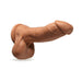 Realistic mocha-colored dildo with suction cup base and detailed texture, designed for versatile use.