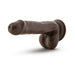 Chocolate-colored realistic dildo with suction cup base and detailed texture on a white background.