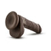 Chocolate-colored realistic dildo with suction cup base and detailed texture, 6 inches long.
