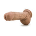 Realistic Latin tan dildo with suction cup base for hands-free use, detailed texture and lifelike design.