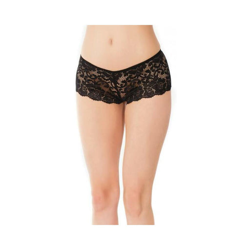Low Rise Scallop Lace Booty Shorts Black OS/XL - SexToy.com