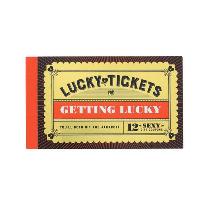 Pack of 12 playful gift coupons titled Lucky Tickets for Getting Lucky with vintage-style design and foil accents.