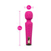 Pink wand vibrator with flexible head, measuring 6.5 inches long and 1.5 inches wide, featuring control buttons and gold accent.