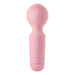 Compact pink silicone mini wand massager with textured grip and flexible head for targeted vibration.