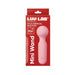 Pink silicone mini wand massager in red Luv Lab branded packaging with textured handle and heart-shaped button.