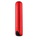 Compact 3.5-inch shiny red metallic mini bullet vibrator with single button control and USB charging port.