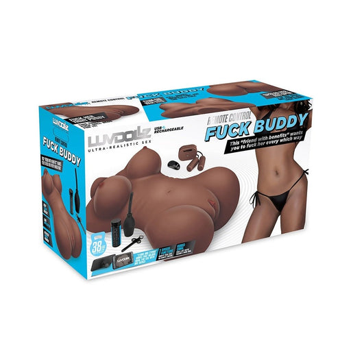 Luvdolz Remote Control Rechargeable Fuck Buddy w/Douche - Mocha - SexToy.com