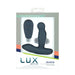Lux Active Revolve 4.5-inch black rotating and vibrating silicone anal massager with remote in retail packaging.