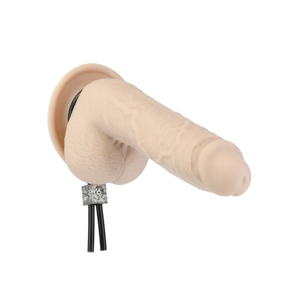 Adjustable black silicone cock tie with ABS slider shown on realistic flesh-toned model for secure fit and support.