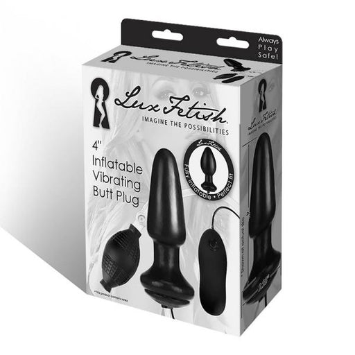 Lux Fetish 4 inches Inflatable Vibrating Butt Plug Black | SexToy.com