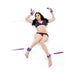 Woman in purple lingerie restrained on bed with Lux Fetish 7-piece purple adjustable bed spreader straps.