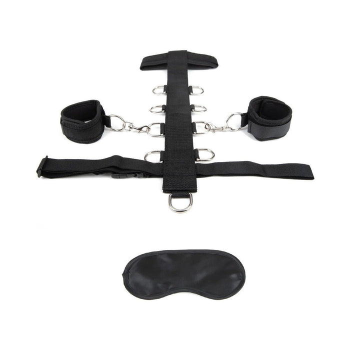 Lux Fetish Adjustable Neck & Wristraint Set Black - SexToy.com