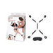 Lux Fetish 7-piece black bed spreader restraint system with adjustable cuffs and included satin blindfold.