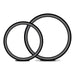 Two black silicone rings of different sizes for strap-on harness attachment.