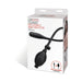 Lux Fetish Classic Inflatable Anal Balloon in black with attached pump shown on white packaging box.