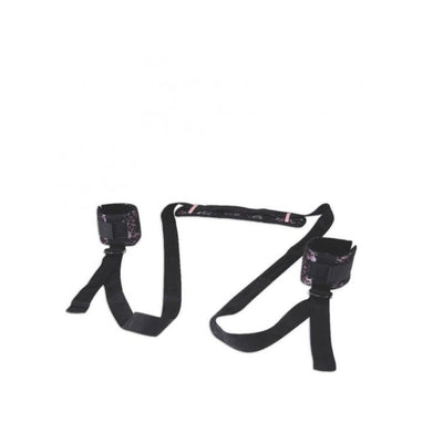 Black Lux Fetish Position Pal sex sling with padded headrest and adjustable ankle straps on white background.