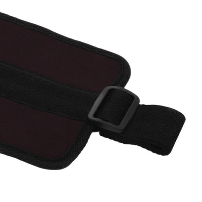 Close-up of black adjustable strap and soft padded cuff edge on Lux Fetish Quality Love Cuffs.