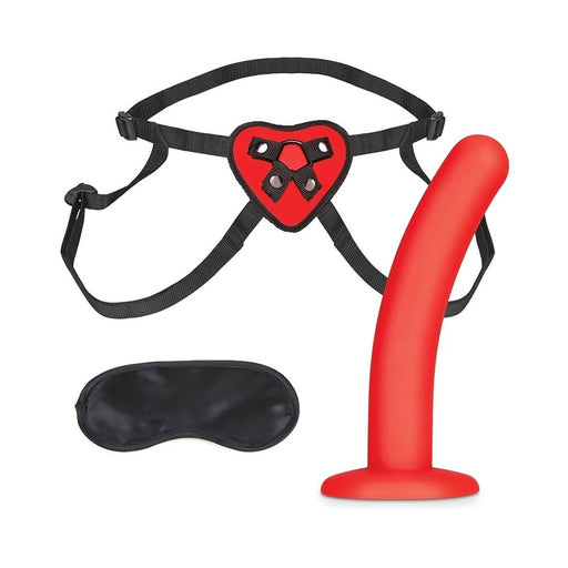 Lux Fetish Red Heart Strap On 5 In. Dildo Set - SexToy.com