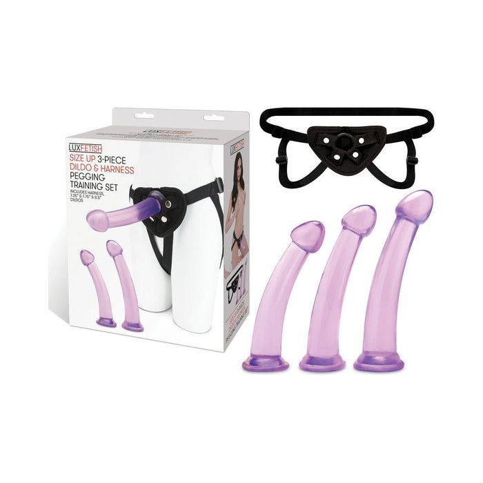 Lux Fetish Size Up 3-piece Dildo And Harness Pegging Training Set - SexToy.com