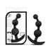 Black Be Me 3 silicone anal beads with flexible, ergonomic design and curved handle shown with packaging.