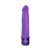 Purple silicone vibrator with smooth, curved design and multi-speed dial base, waterproof and battery-operated.