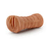 Mocha tan soft textured male stroker with open-ended design for realistic sensation and enhanced pleasure.