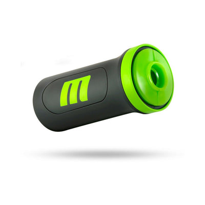 Black and green Blush M for Men M2 Superior Stroker with ergonomic design and flip-open canister for easy cleaning.