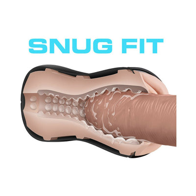 Cross-section view of M for Men Pussy/Pleasure Orbs showing textured interior and snug fit design.