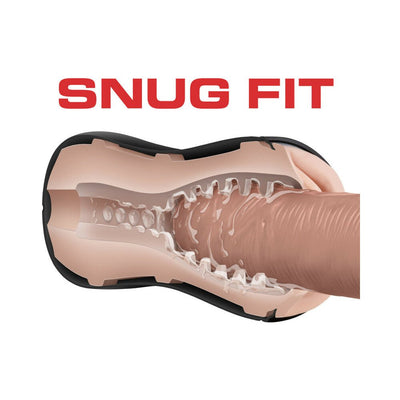 Cross-section view of M For Men Pussy Pleasure Ridge Orbs showing snug fit and internal textured design.