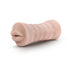 Beige Skye oral stroker for men with textured soft TPE material and open-ended design.