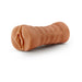 M For Men Sofia Mocha Tan textured open-ended vagina stroker made of soft, flexible material for realistic sensation.