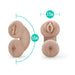 Ivory-colored dual-ended soft stroker with vaginal and anal openings, measuring 5.25 by 2.75 inches.