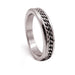 Close-up of a polished chrome ring featuring a central chain design, 1.75 inches in diameter.