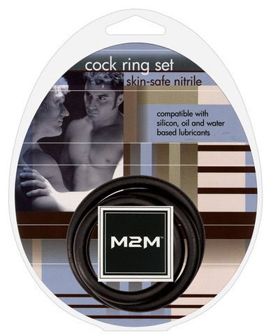 M2M Cock Ring Nitrile 3 Piece Set Black | SexToy.com