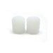 Pair of translucent white silicone nipple suckers with textured sides on a white background.