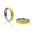 Two stainless steel rings with a yellow band in the center, displayed on a white background.